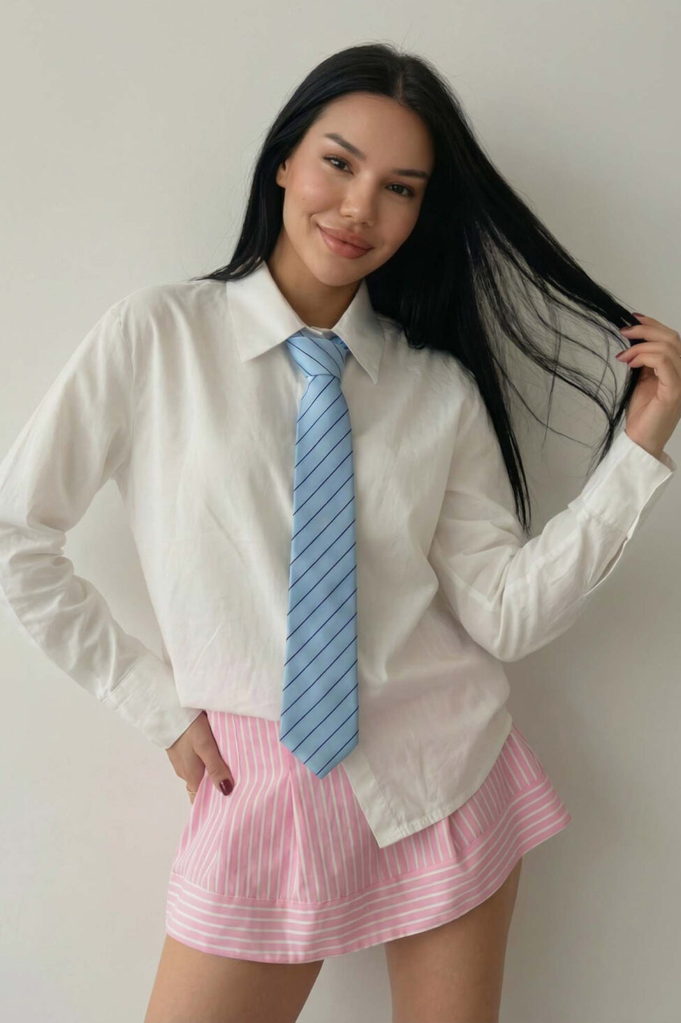 April πουκάμισο με γραβάτα σιελ - Image 2