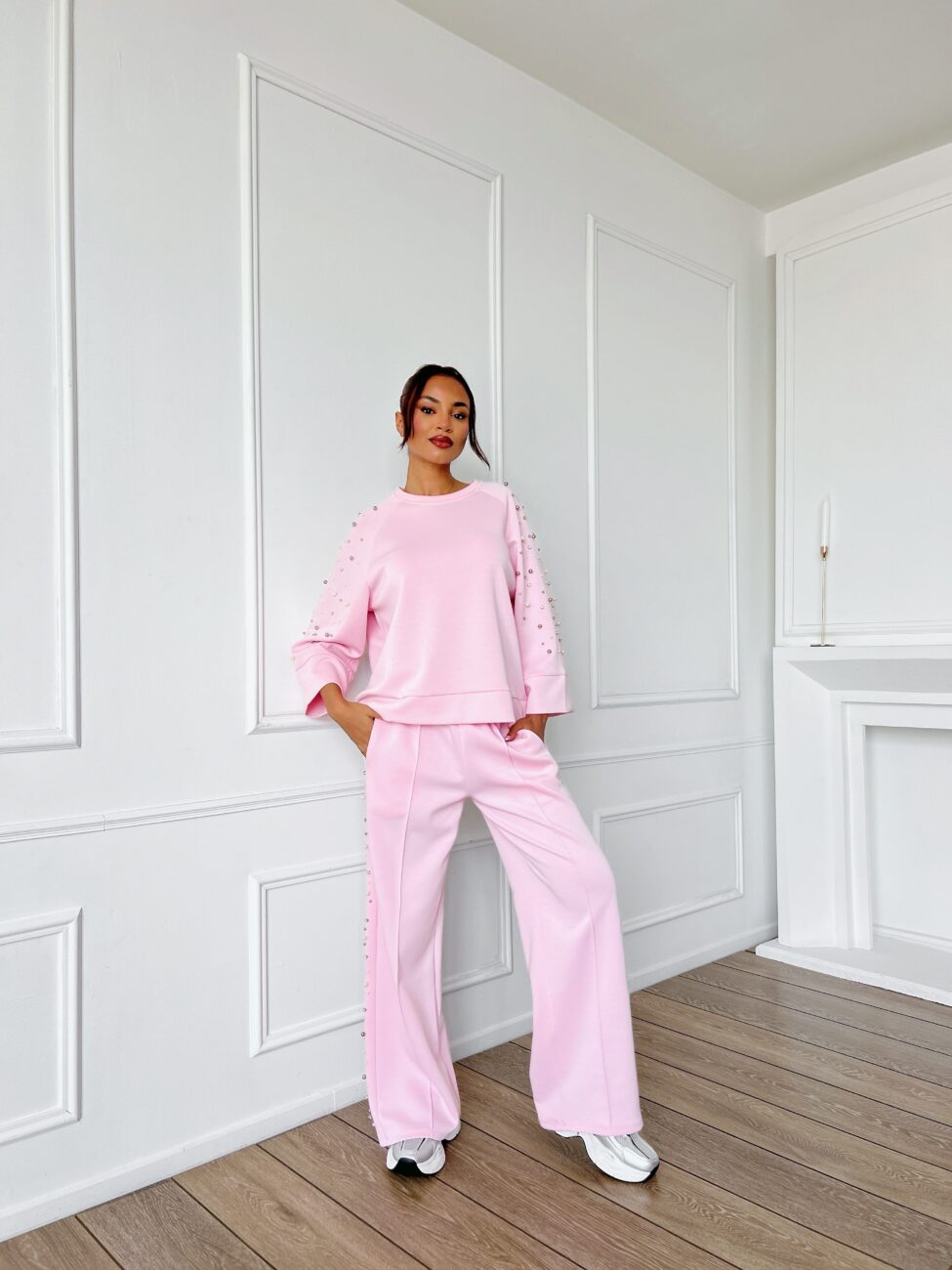 Azura σετ μπλούζα - παντελόνι ροζ - Image 2