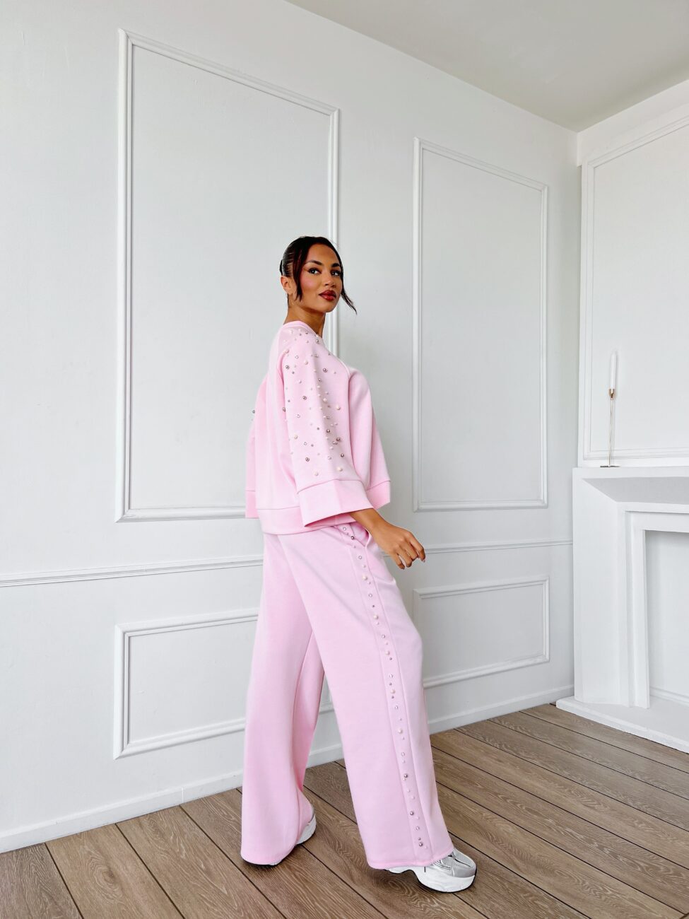 Azura σετ μπλούζα - παντελόνι ροζ - Image 3