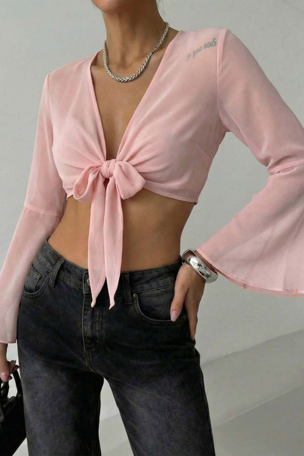 Belene κρουαζέ κροπ τοπ σομόν - Image 2