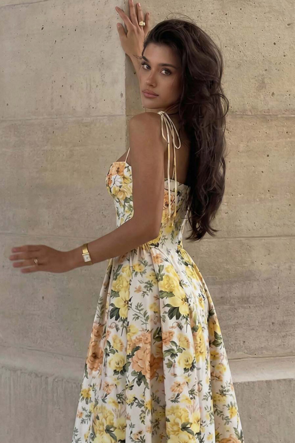 Belleza μίντι φλοράλ φόρεμα πορτοκαλί - Image 2