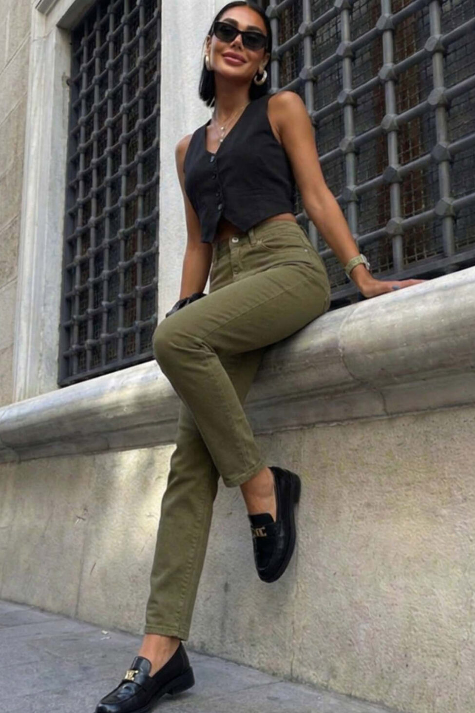 Blythe τζιν παντελόνι χακί - Image 2