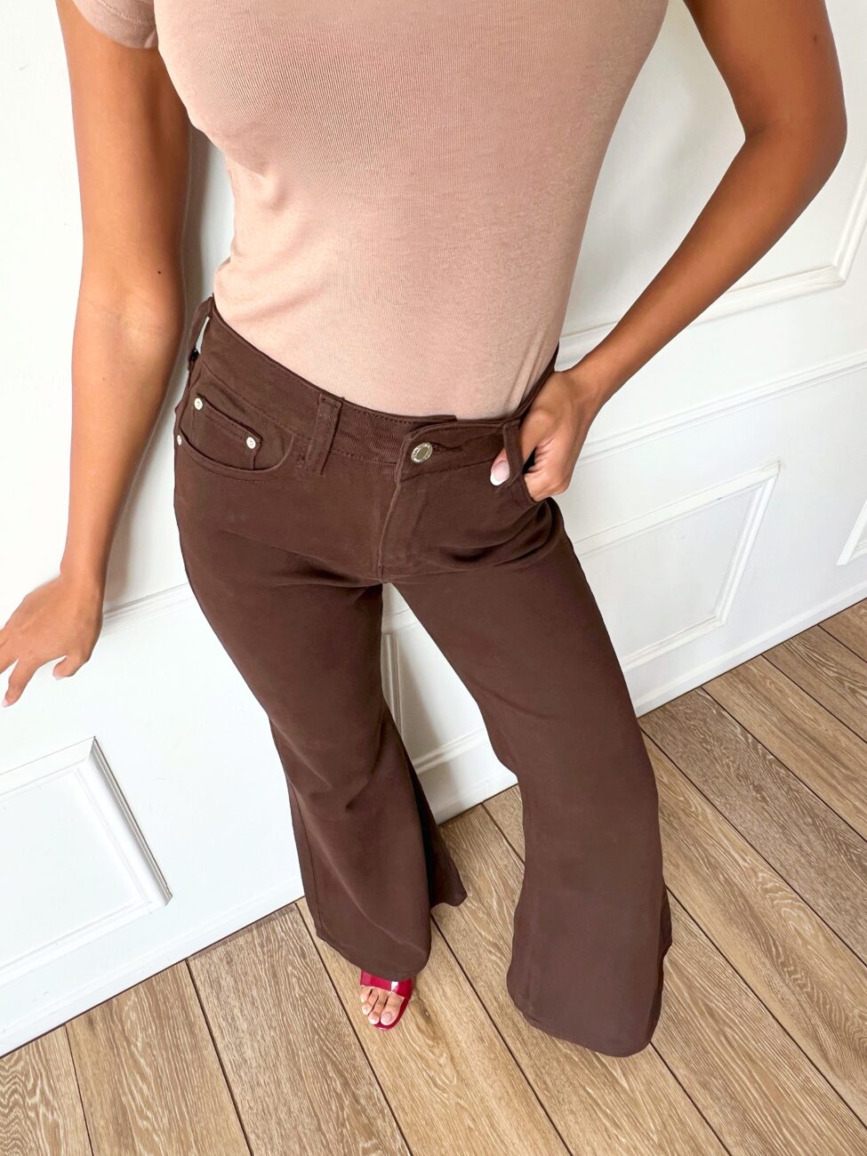 Bolter τζιν παντελόνι καμπάνα καφέ - Image 4