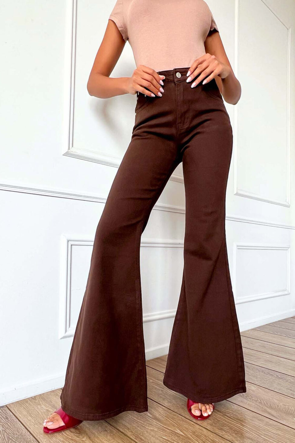 Bolter τζιν παντελόνι καμπάνα καφέ - Image 2