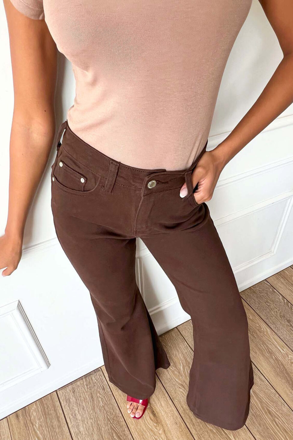 Bolter τζιν παντελόνι καμπάνα καφέ - Image 3