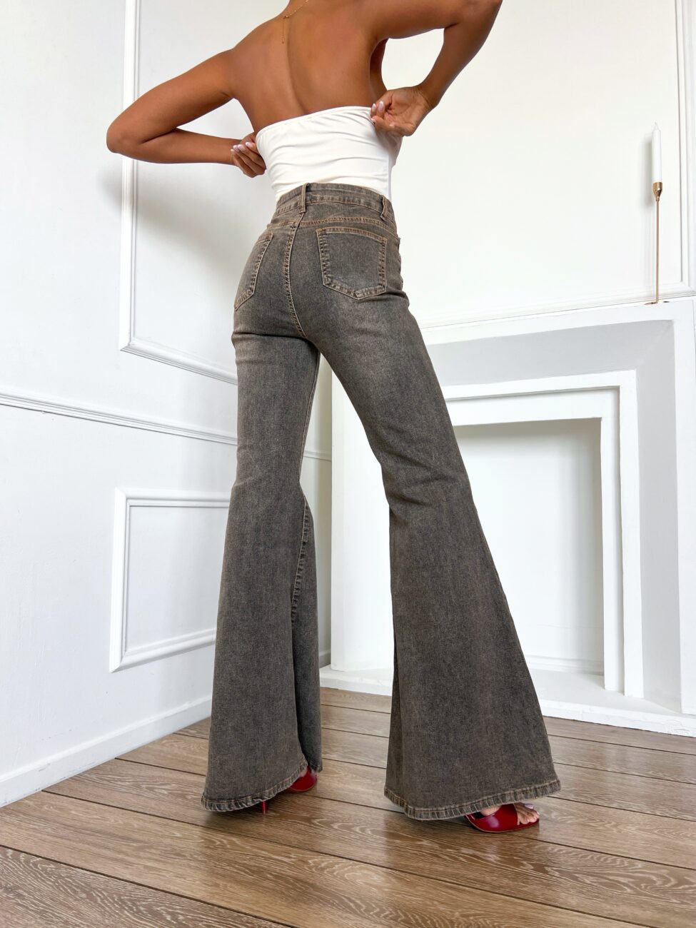 Bolter τζιν παντελόνι καμπάνα μπεζ - Image 3