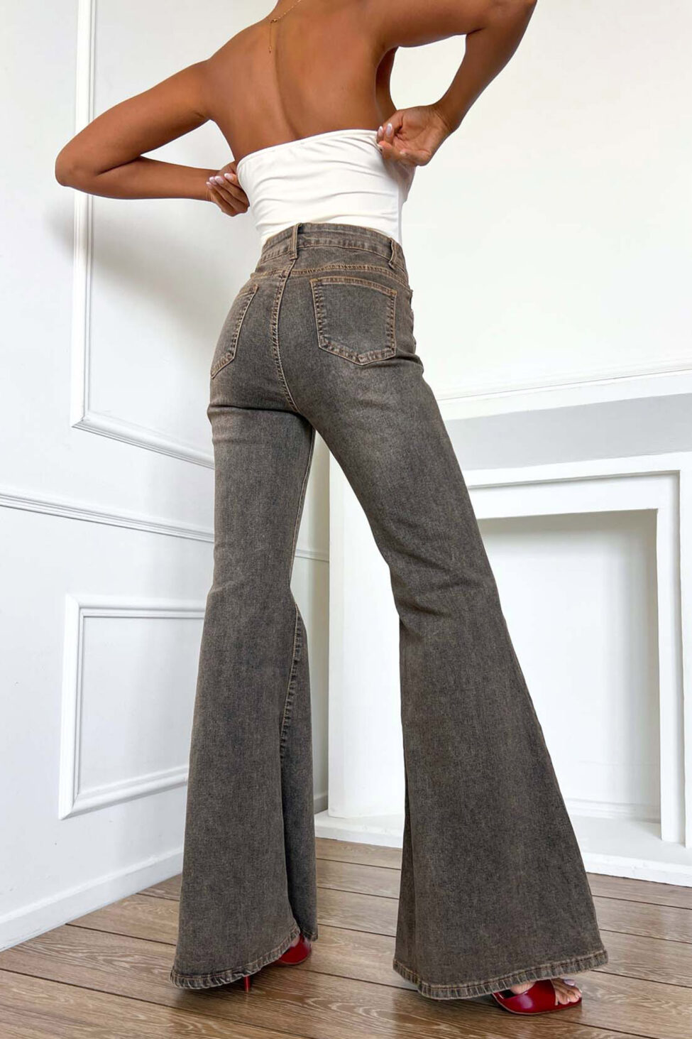 Bolter τζιν παντελόνι καμπάνα μπεζ - Image 2