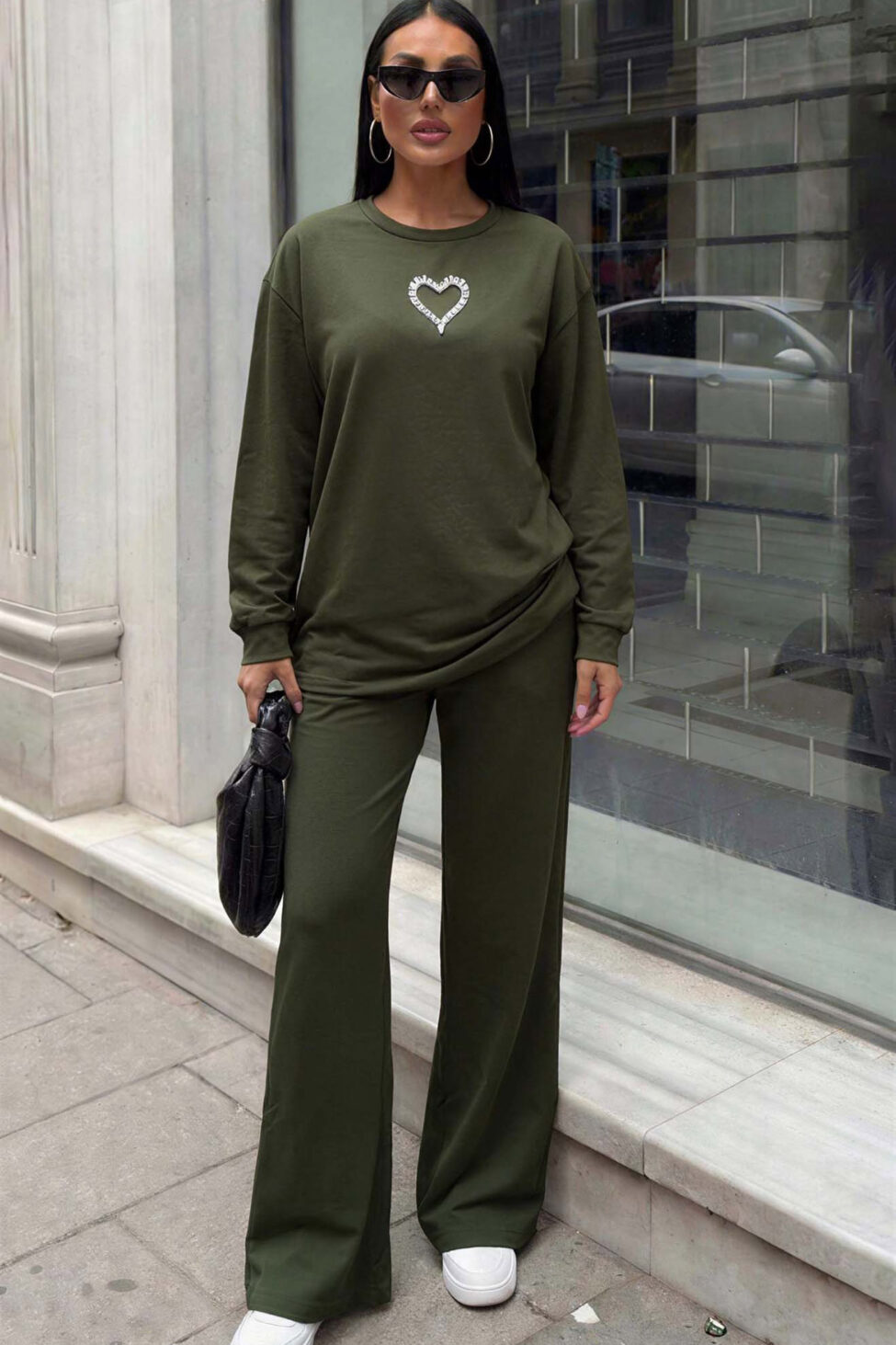 Cabin σετ φόρμας με λεπτομέρεια καρδιά χακί - Image 2