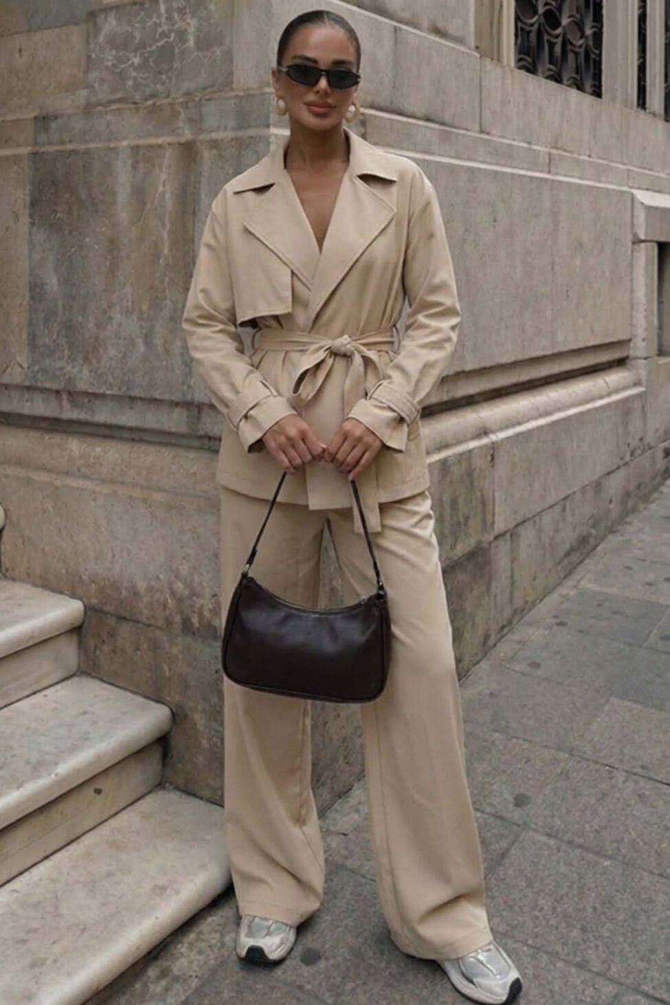 Celtic σετ κοντή καπαρντίνα με παντελόνα μπεζ - Image 2