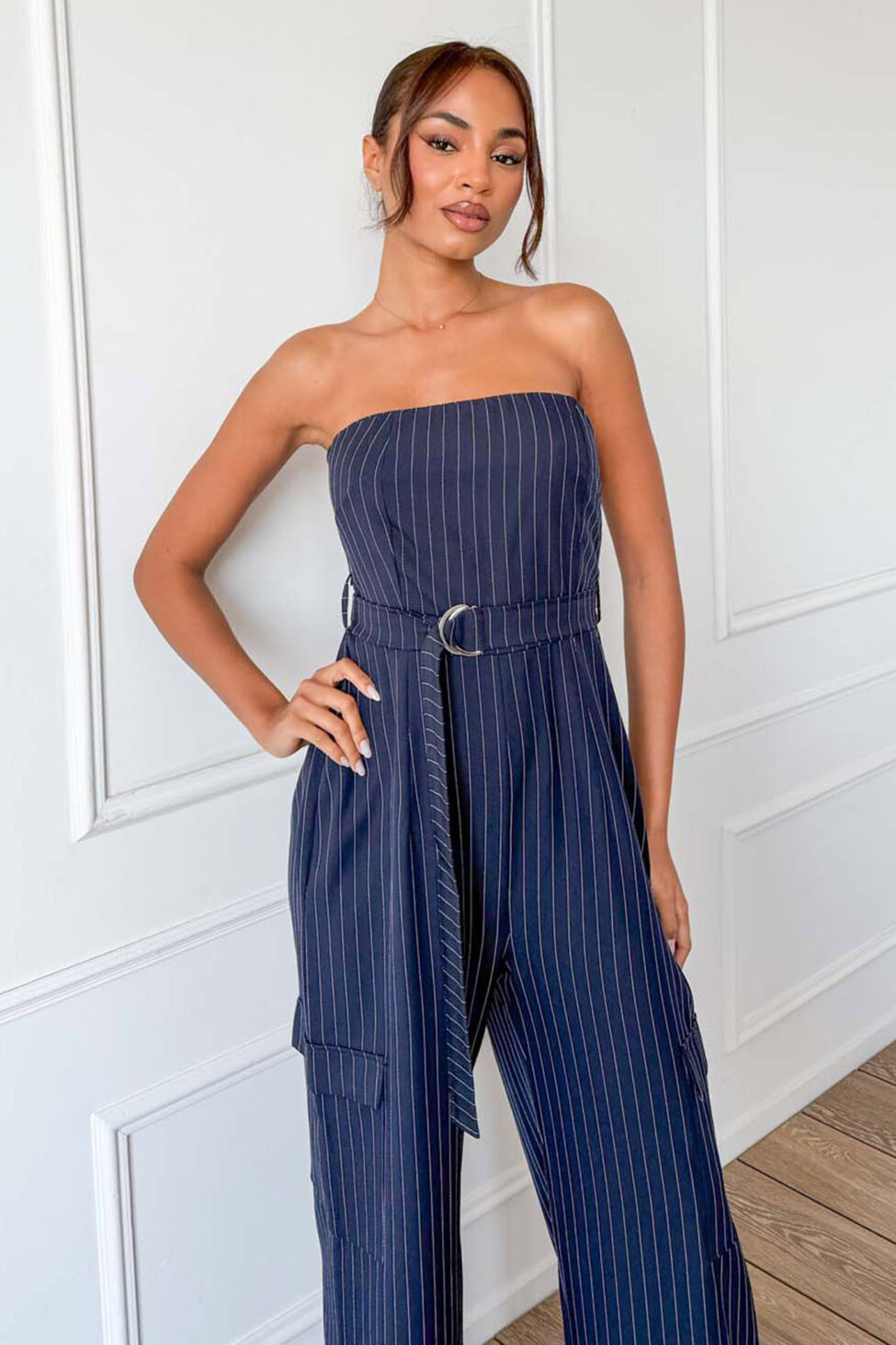 Cetro στράπλες ολόσωμη φόρμα ριγέ μπλε σκούρο - Image 2