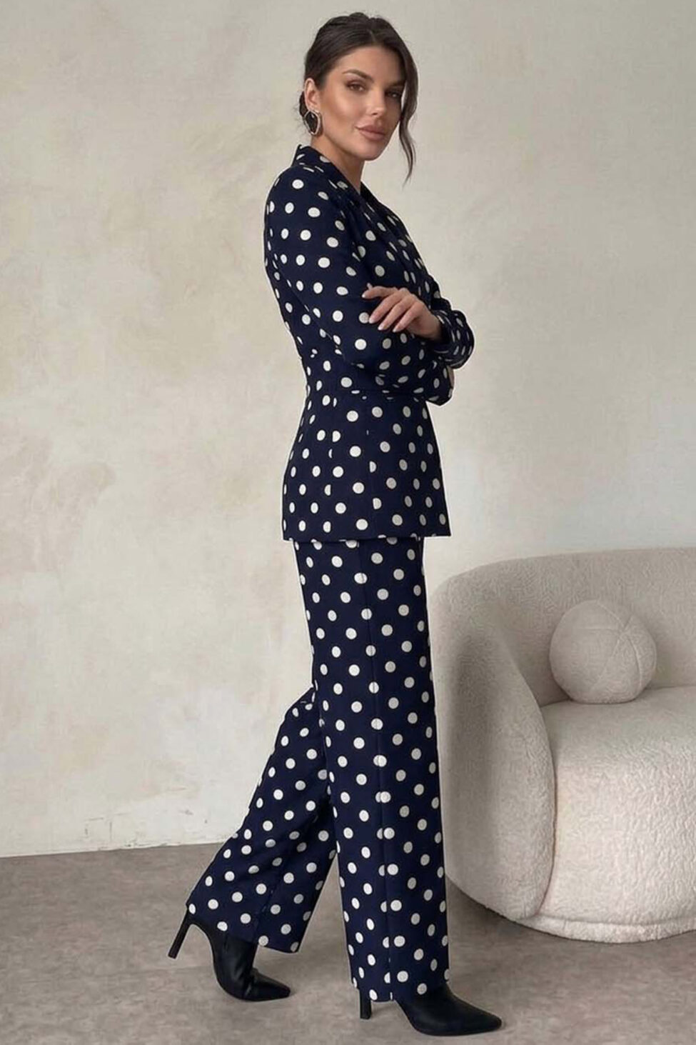 Chateux σετ σακάκι παντελόνι πουά μπλε σκούρο - Image 2