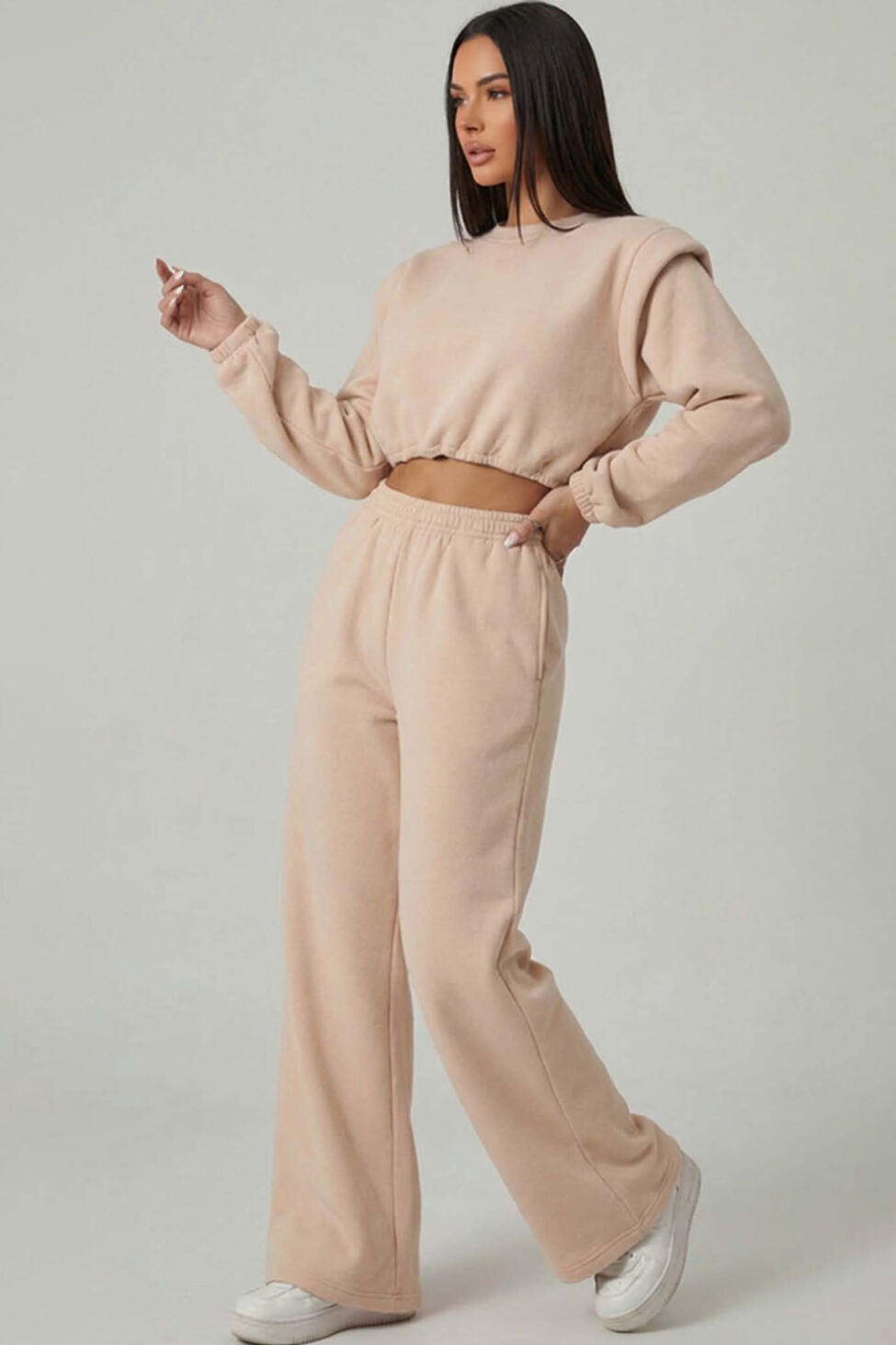 Cheesy σετ φούτερ παντελόνι μπεζ - Image 2