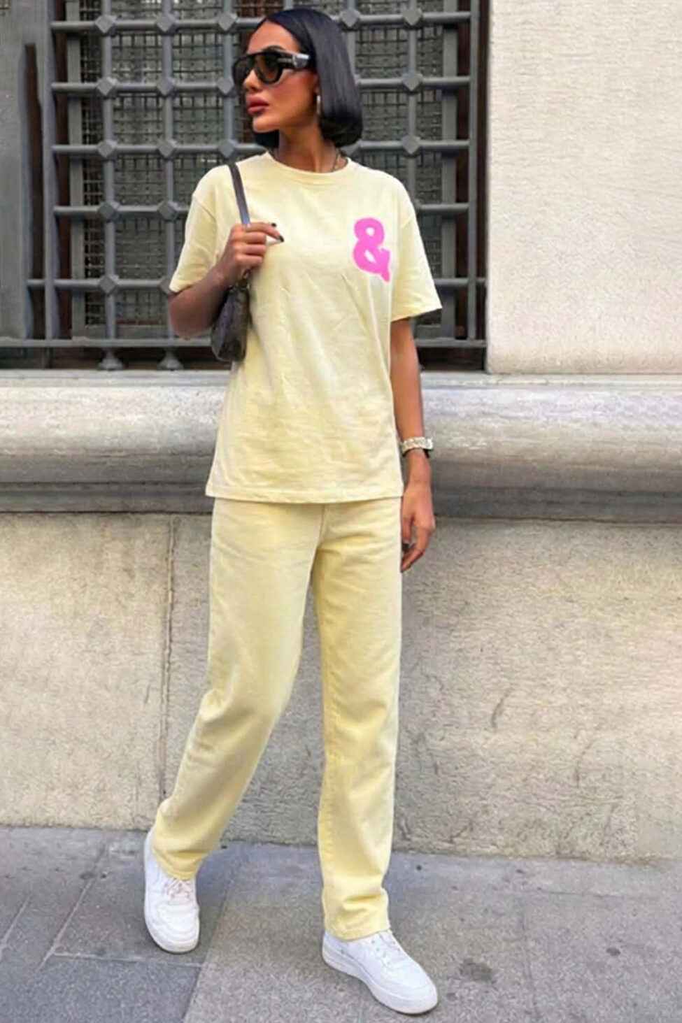 Colleen σετ φόρμας μπλόυζα παντελόνι κίτρινο - Image 2