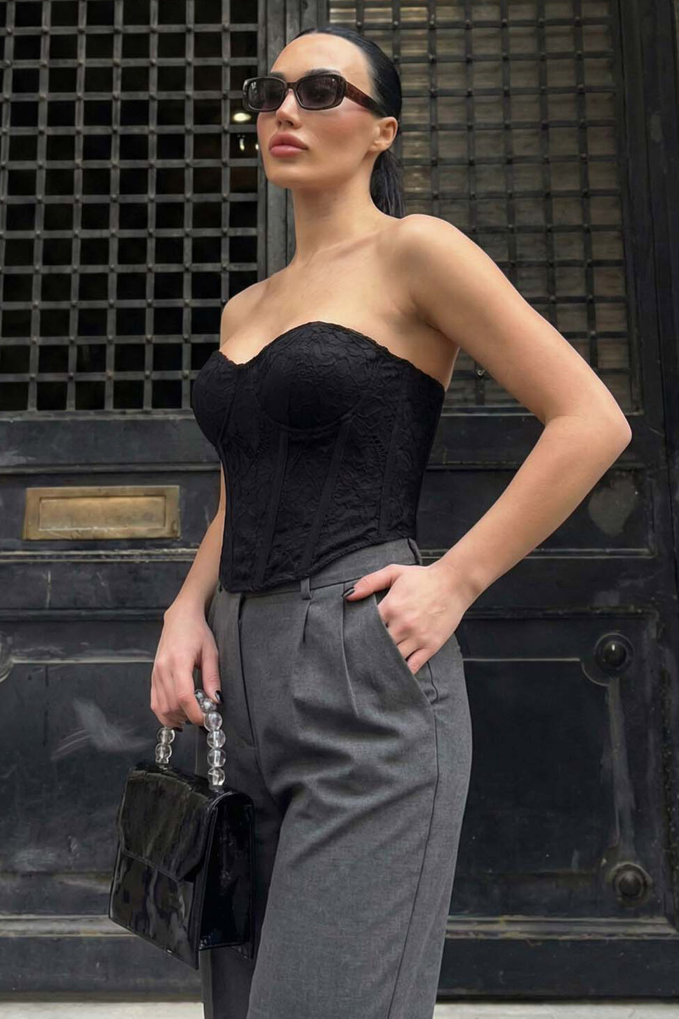 Coma κορσές απο δαντέλα μαύρο - Image 2