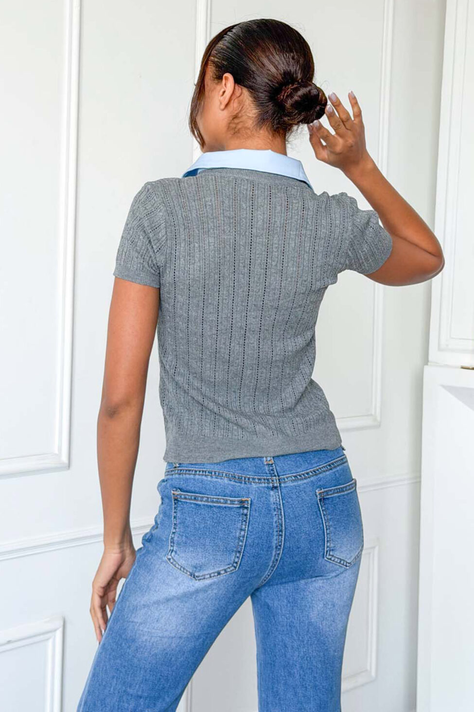 Convo κοντομάνικη ζακέτα γκρι σκούρο - Image 3