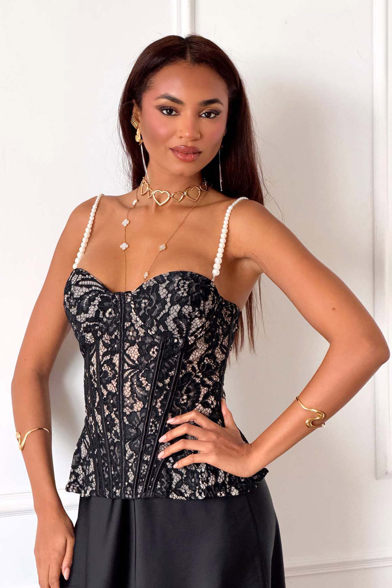 Corea κορσές με δαντέλα μαύρο Corea κορσές με δαντέλα μαύρο - Image 1