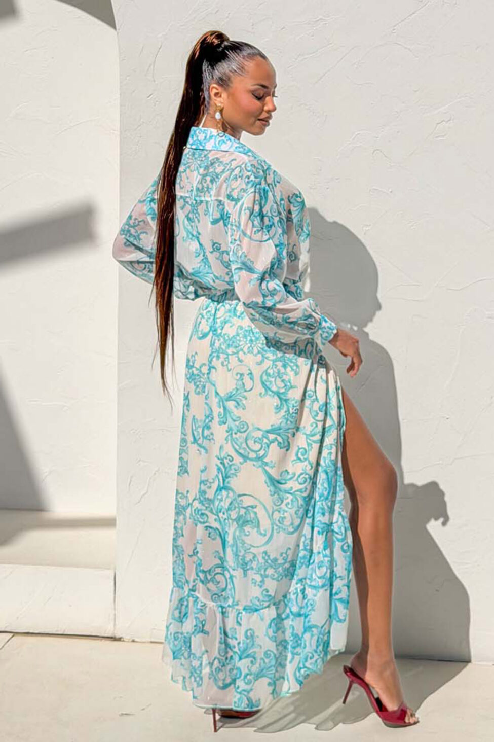 Daffodil σετ πουκάμισο-φούστα με λαχούρια βεραμάν - Image 3