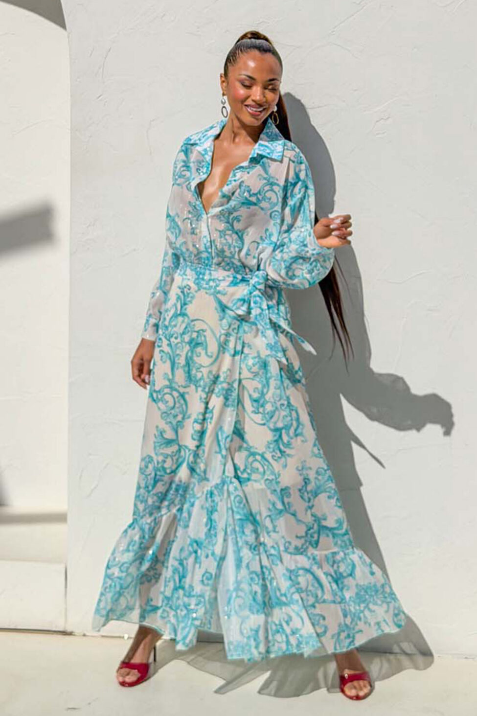 Daffodil σετ πουκάμισο-φούστα με λαχούρια βεραμάν - Image 4