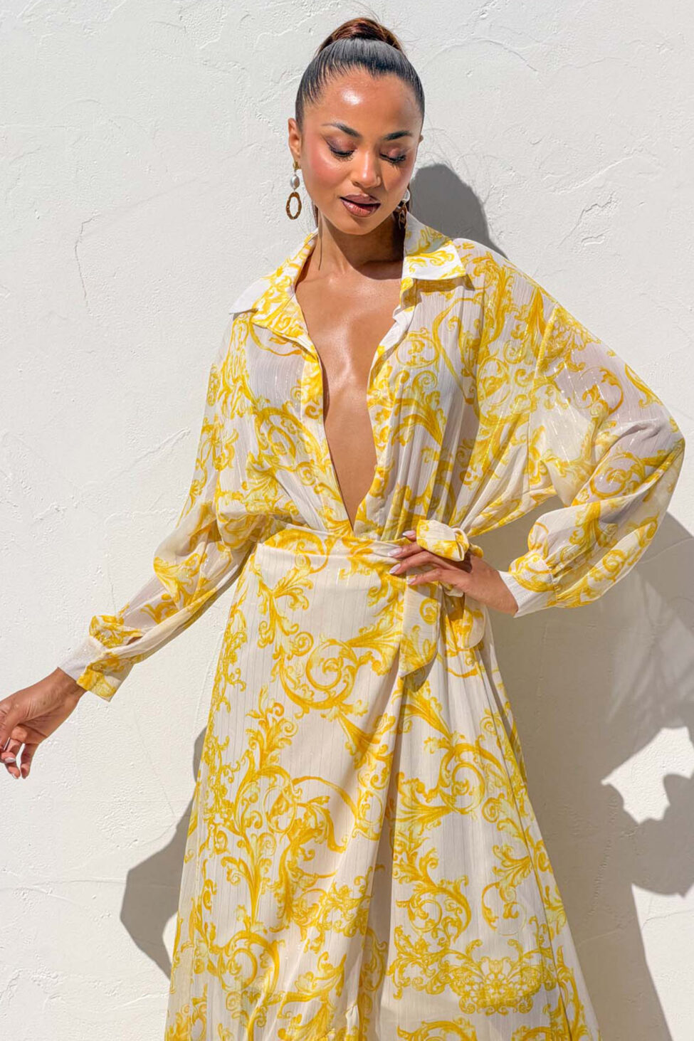 Daffodil σετ πουκάμισο-φούστα με λαχούρια κίτρινο - Image 3