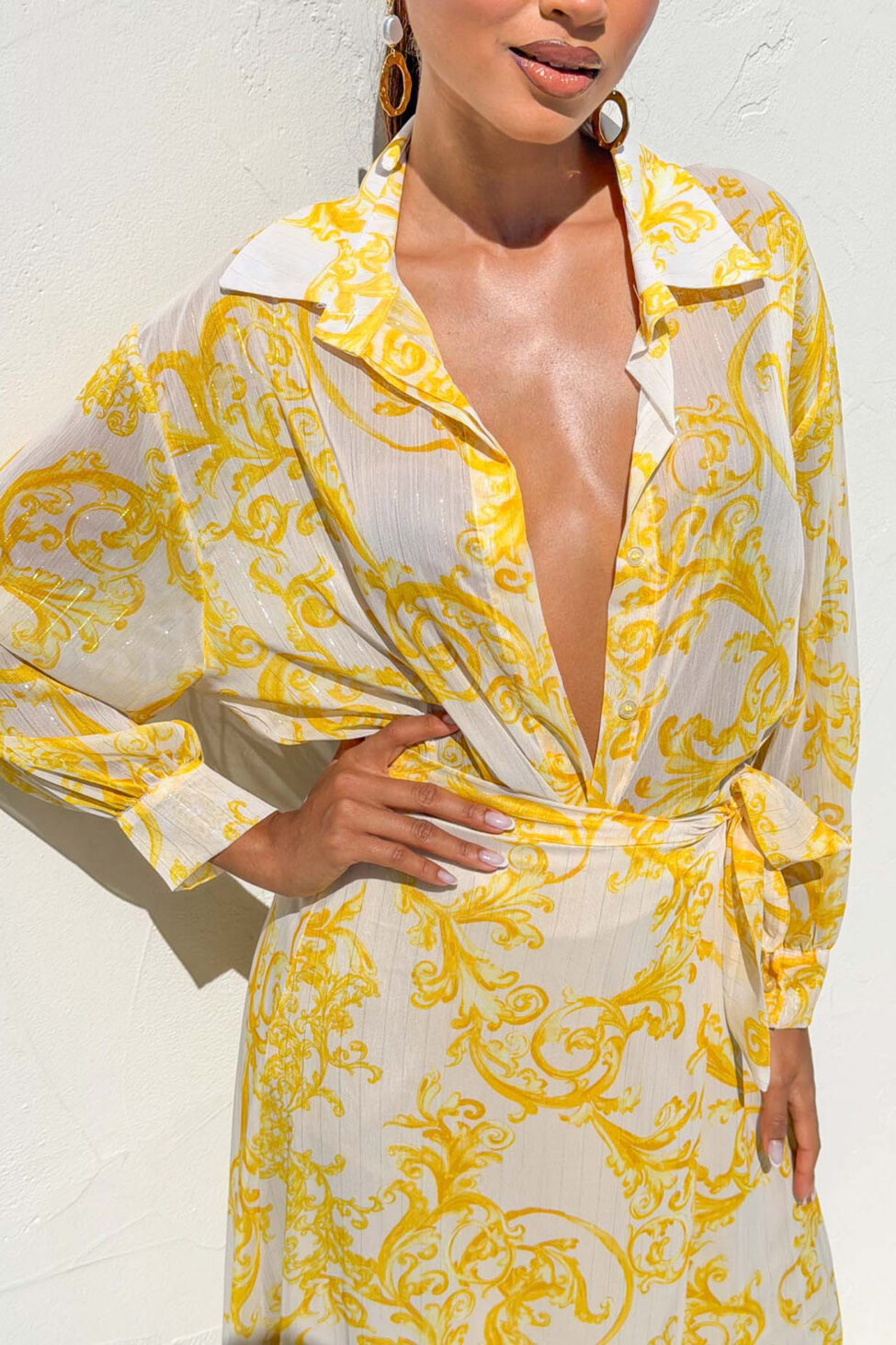 Daffodil σετ πουκάμισο-φούστα με λαχούρια κίτρινο - Image 5