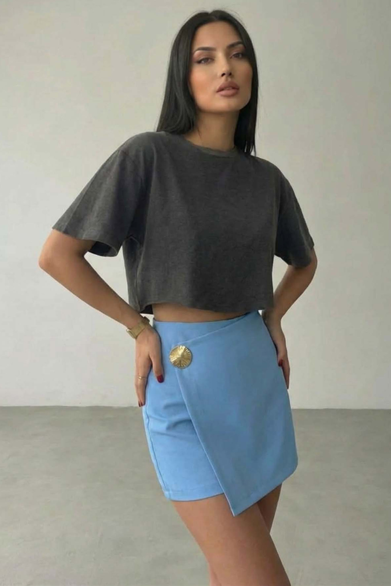 Dandelion μίνι φούστα σορτς με κρουαζέ σχέδιο σιελ - Image 1