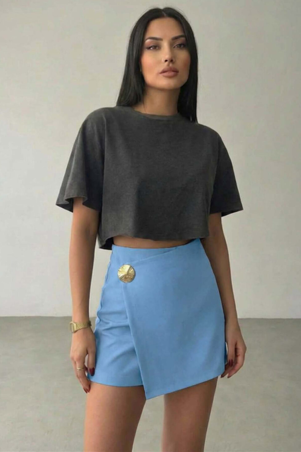 Dandelion μίνι φούστα σορτς με κρουαζέ σχέδιο σιελ - Image 2