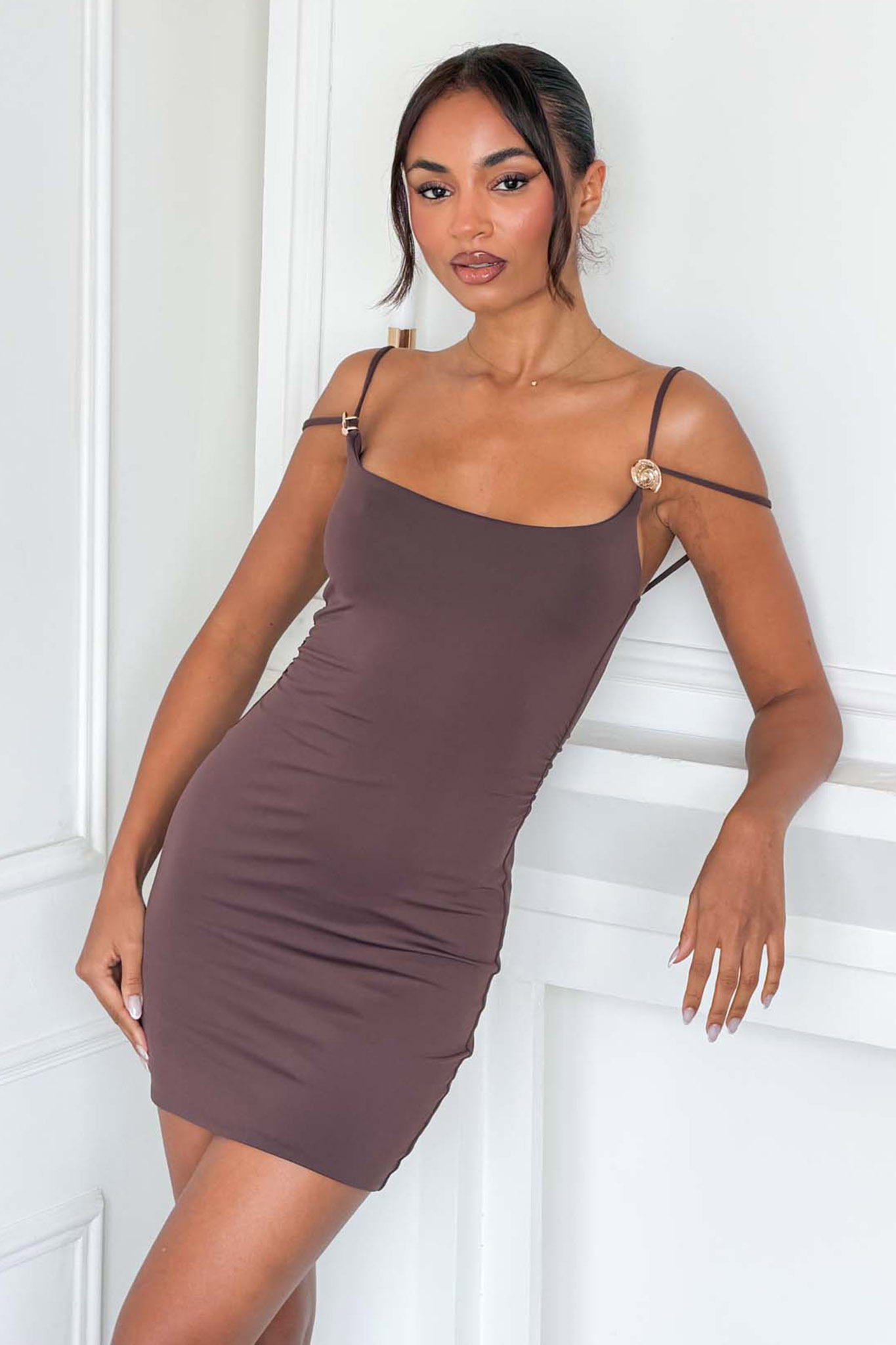 Danlop μίνι φόρεμα καφέ Danlop μίνι φόρεμα καφέ - Image 1