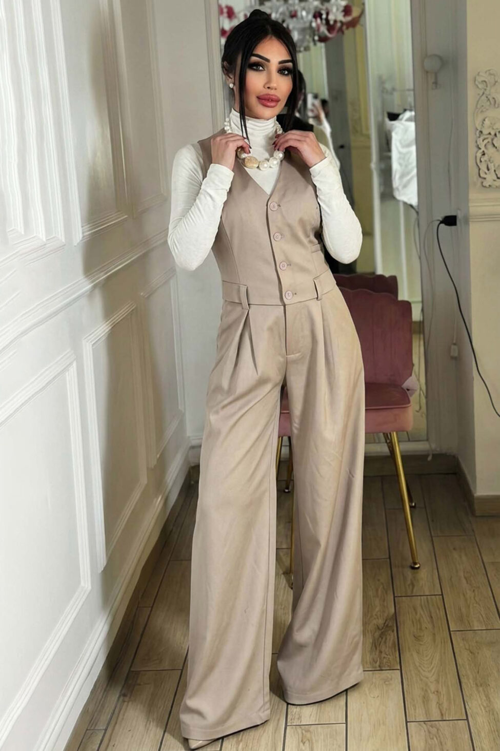 Dara ολόσωμη φόρμα μπεζ - Image 2