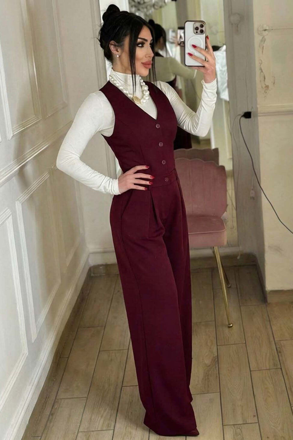 Dara ολόσωμη φόρμα μπορντό - Image 2