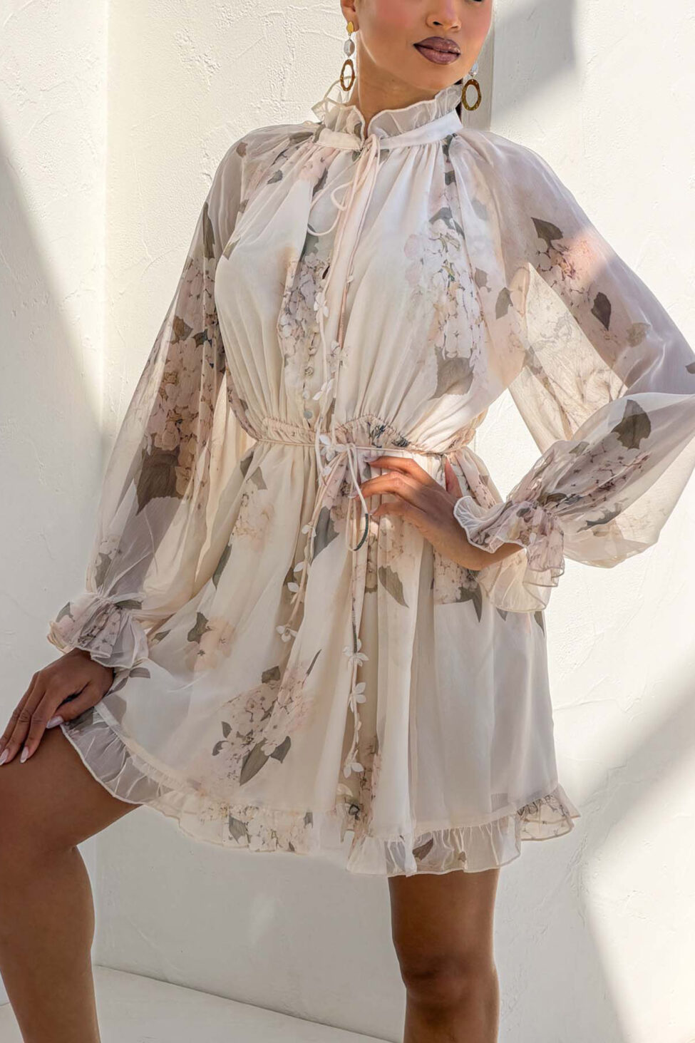 Darsh φλοράλ φόρεμα εκρού - Image 2