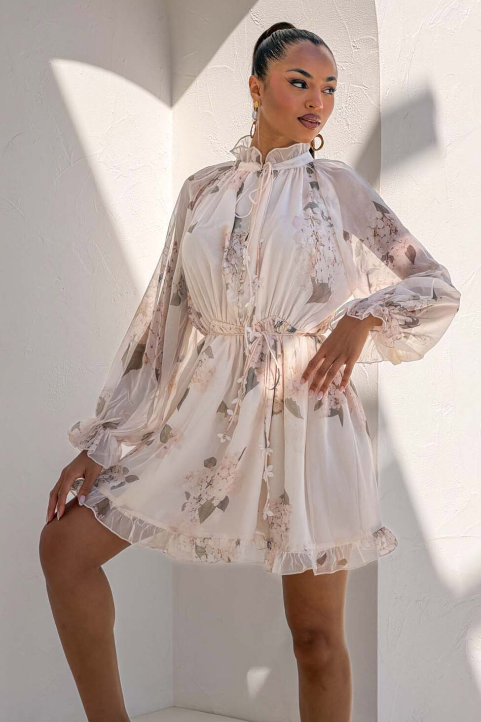 Darsh φλοράλ φόρεμα εκρού - Image 4