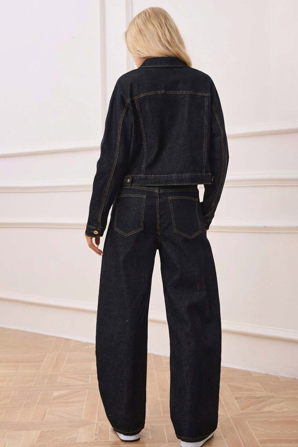Dorsey σετ τζιν τζάκετ και παντελονι με κουμπία μπλε σκούρο - Image 2