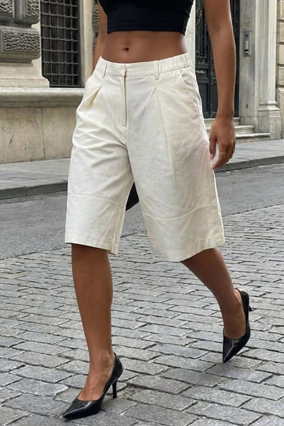 Drippin υφασμάτινη βερμούδα λευκό - Image 2