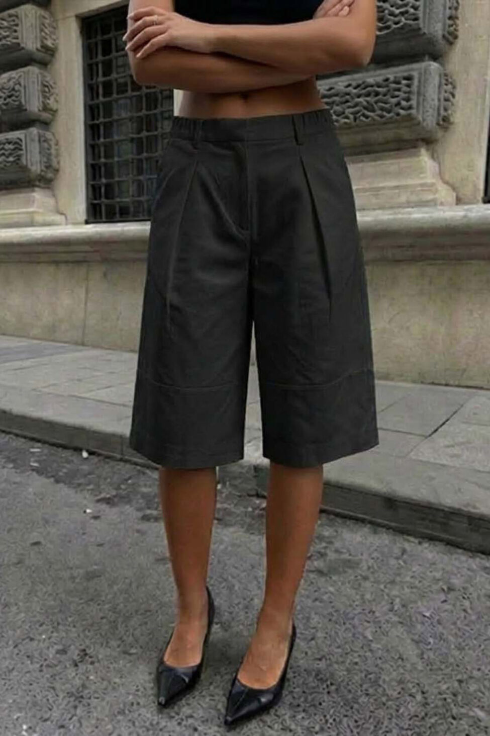 Drippin υφασμάτινη βερμούδα μαύρο - Image 2