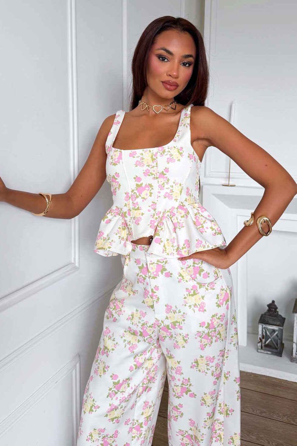 Eivor σετ τοπ παντελόνι φλοράλ εκρού - Image 3