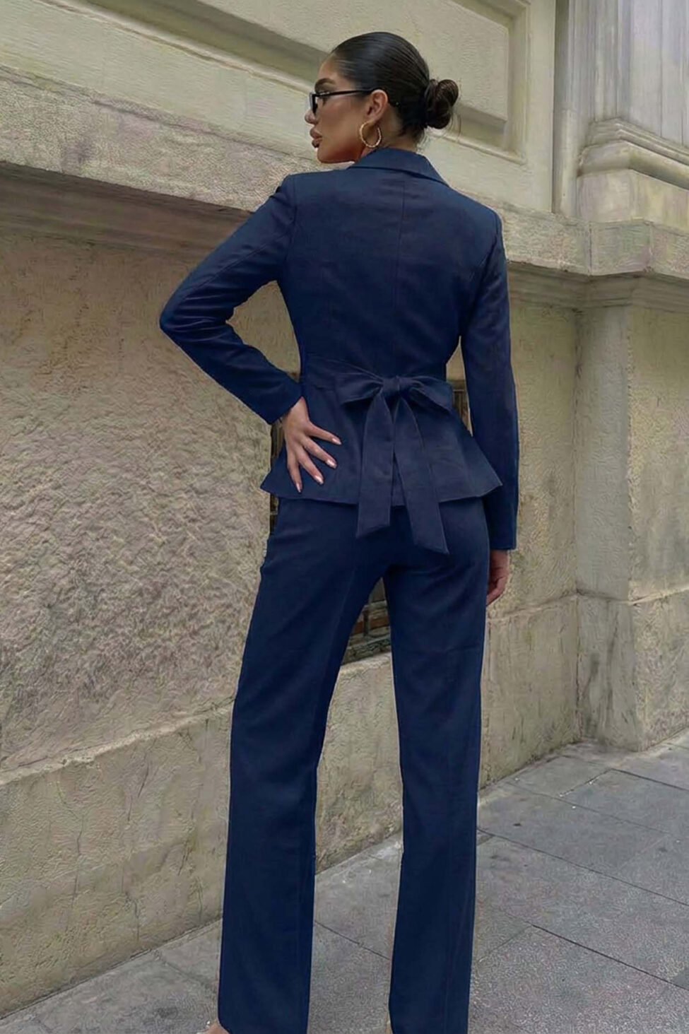 Elite σετ σακάκι παντελόνι ριγέ μπλε σκούρο - Image 2