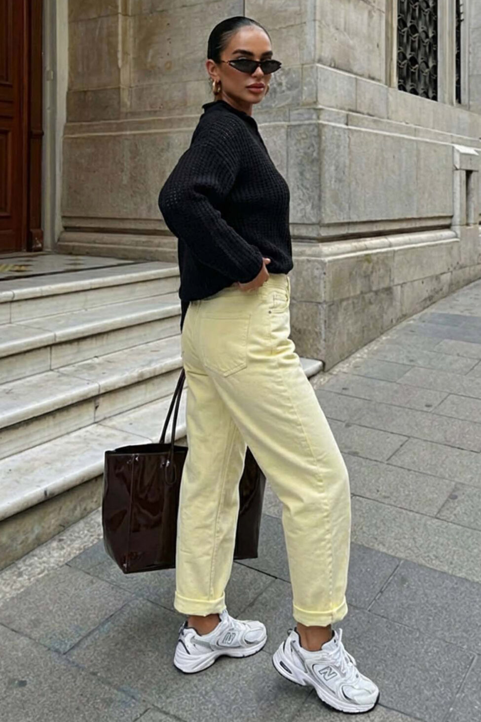 Enelly τζιν παντελονι κίτρινο - Image 2