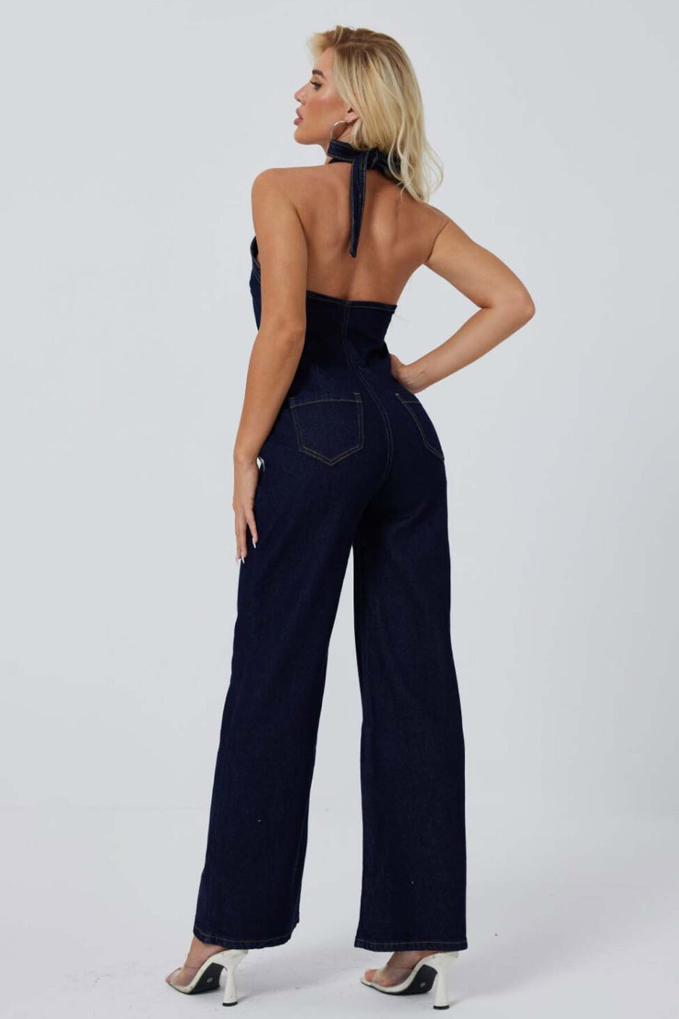 Eriselda τζιν ολόσωμη φόρμα μπλε σκούρο - Image 4