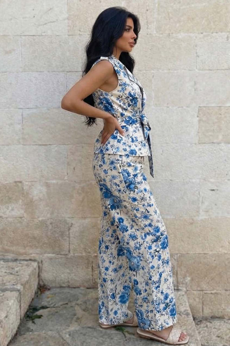 Etoile σετ γιλέκο παντελόνι φλοράλ γαλάζιο - Image 2