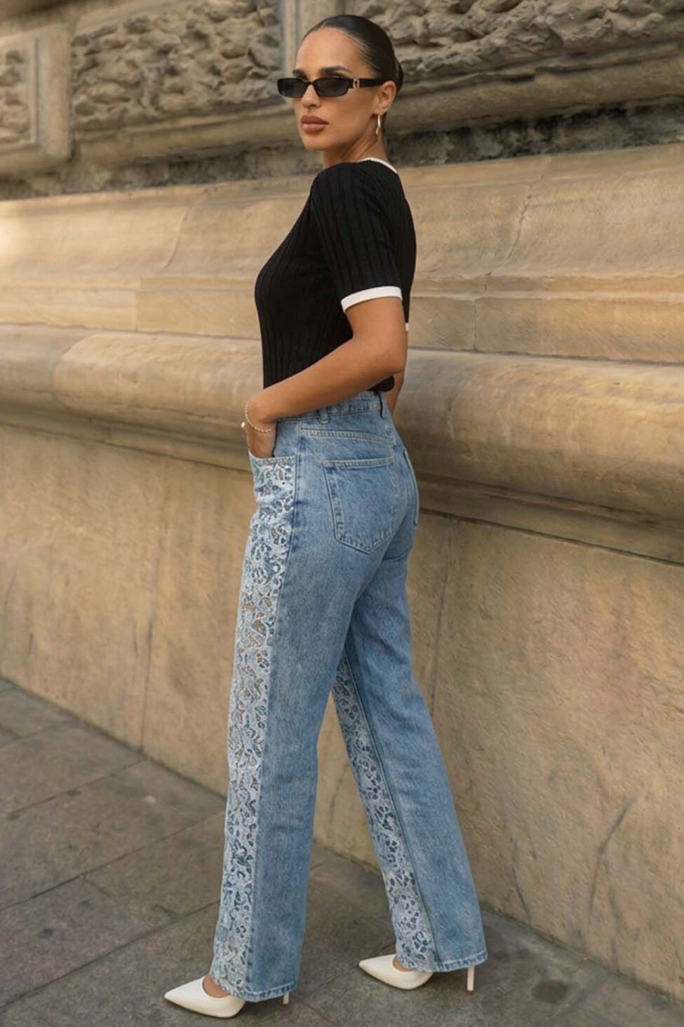 Fairytopia τζιν παντελόνι με δαντέλα μπλε - Image 2