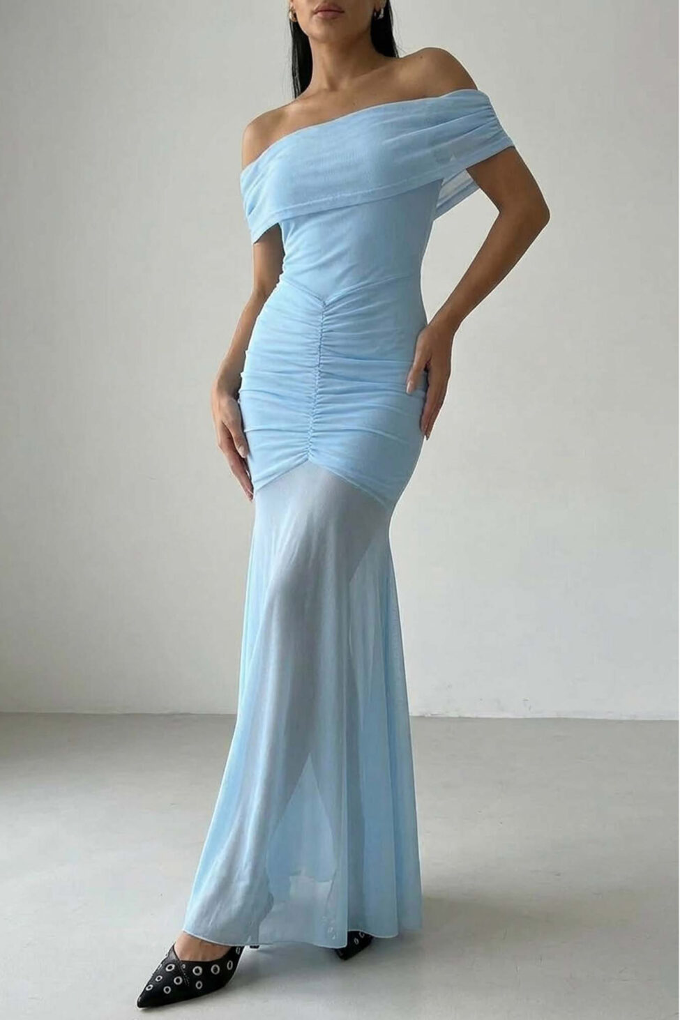 Filly Φόρεμα Μάξι Με Διαφάνεια σιελ - Image 2