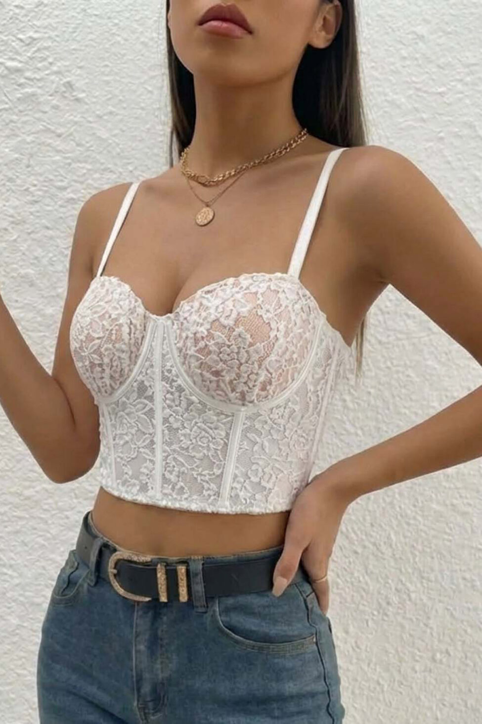 Frankie κορσές δαντέλα με εσωτερική επένδυση λευκό - Image 2