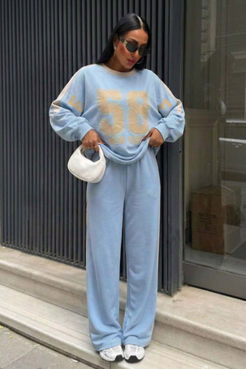 Garrison σετ φόρμας με πλαϊνές ρίγες σιελ - Image 2