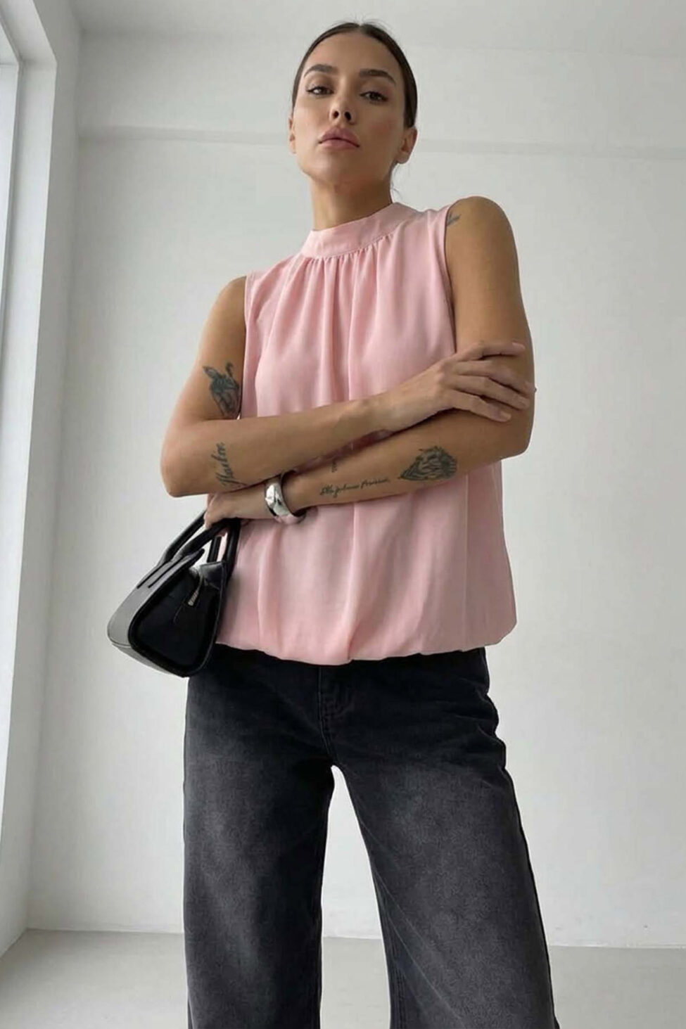 Geoff αμάνικη μπλούζα με όρθιο γιακά ροζ - Image 2