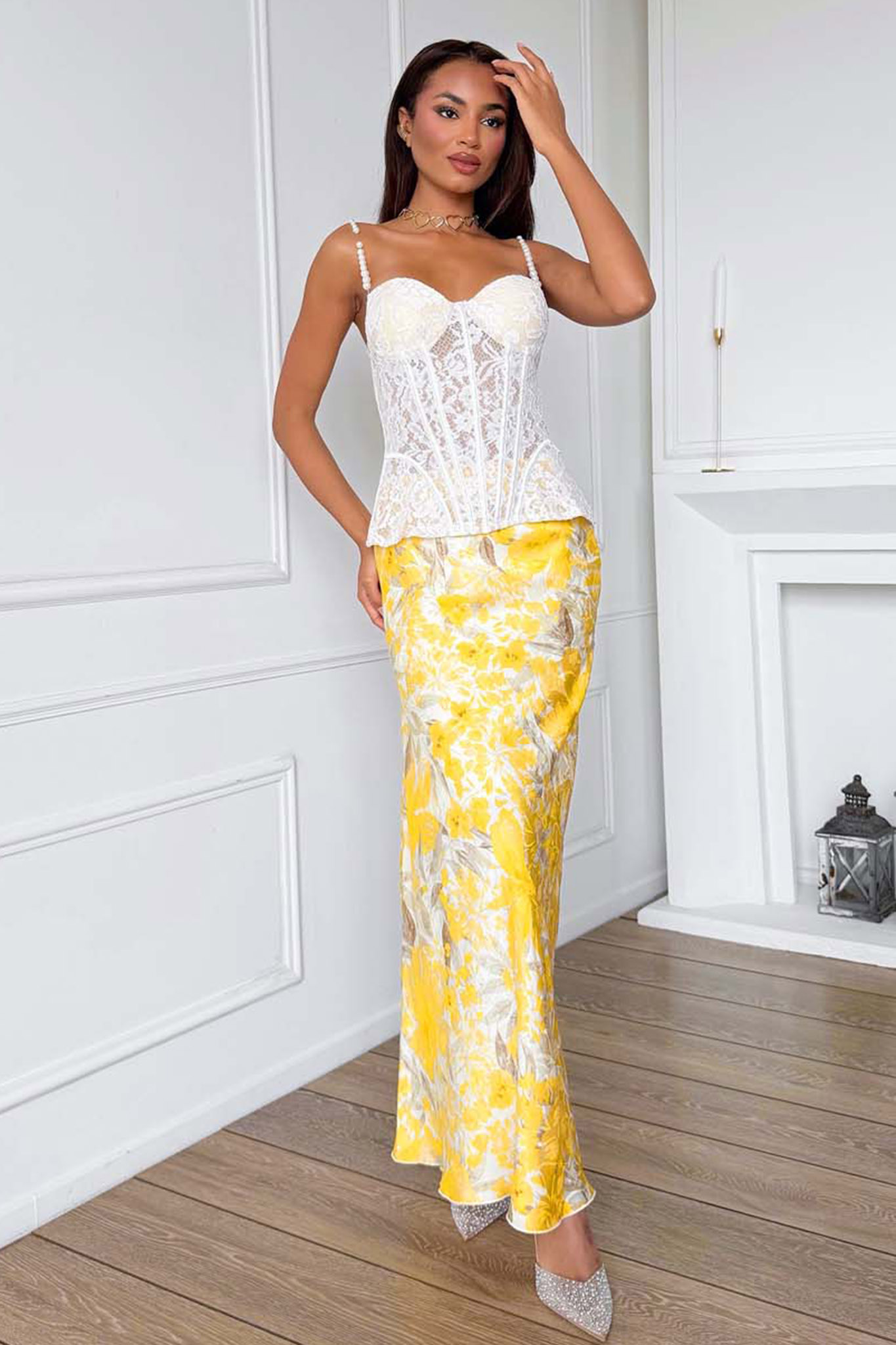 Gimlet φούστα μίντι φλοράλ κίτρινο Gimlet φούστα μίντι φλοράλ κίτρινο - Image 1