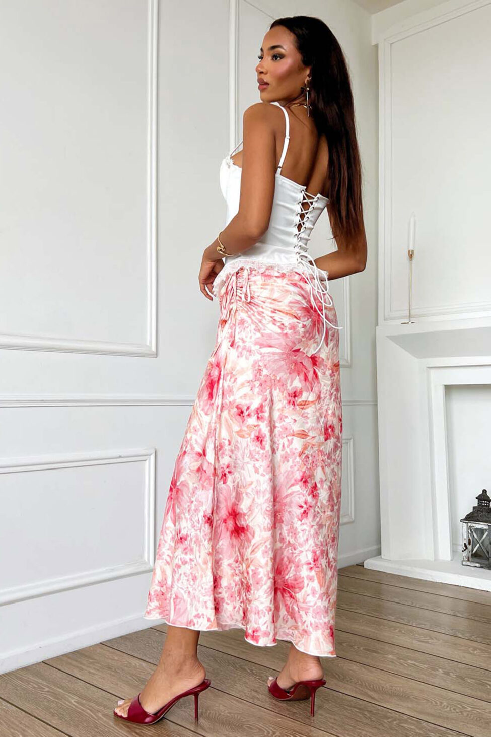 Gimlet φούστα μίντι φλοράλ ροζ - Image 3