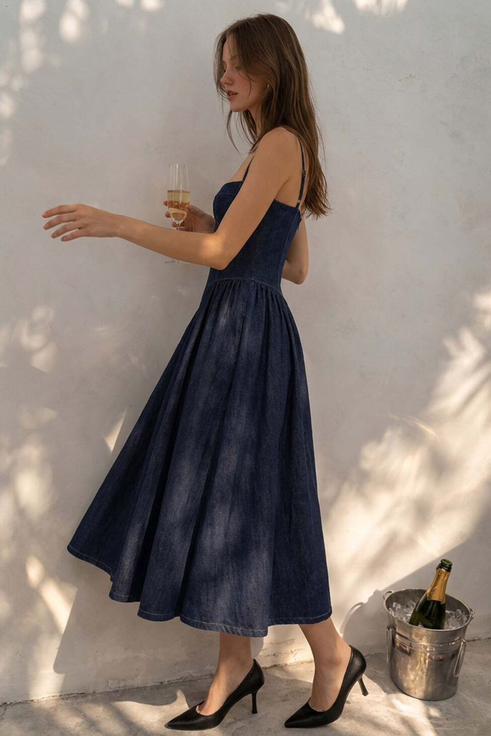 Glynne μίντι φόρεμα μπλε σκούρο - Image 3