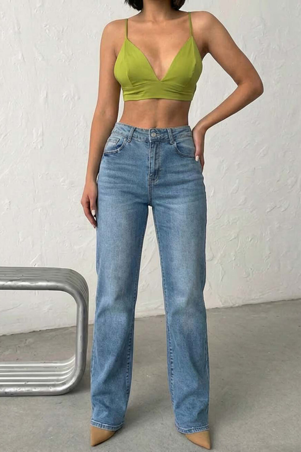 Haisley ψηλόμεσο τζιν σε ίσια γραμμή μπλε - Image 2