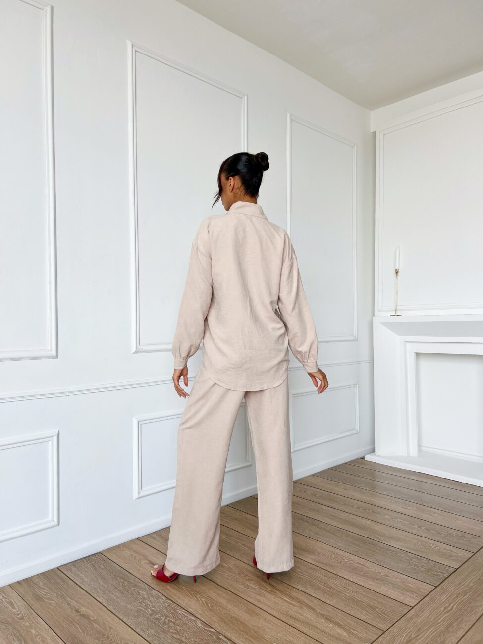 Ismera σετ πουκάμισο παντελόνι μπεζ - Image 4