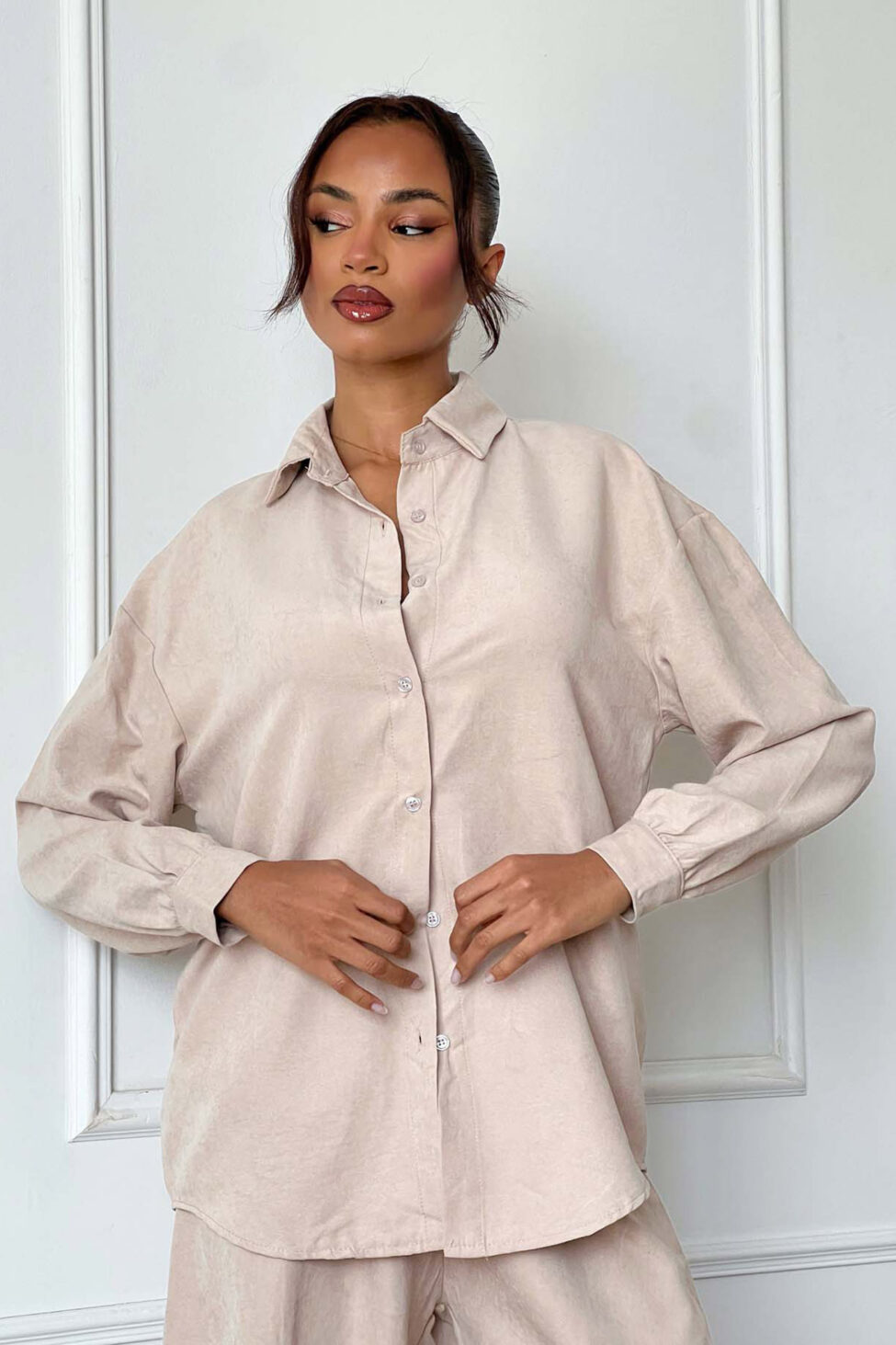 Ismera σετ πουκάμισο παντελόνι μπεζ - Image 2